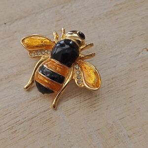 Elegant Vintage Gold and Black Bee Brooch